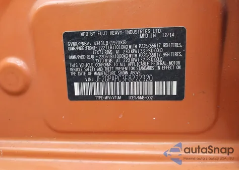 2015 Subaru Xv Crosstrek 2.0I Limited z USA, uszkodzony, nr VIN JF2GPAPC3F8222320